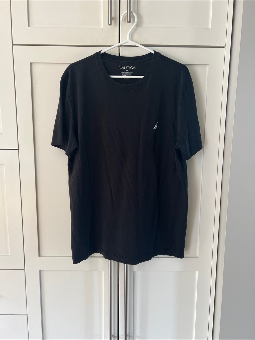 Nautica Black Crewneck Short-Sleeve T-Shirt with Embroidered Logo